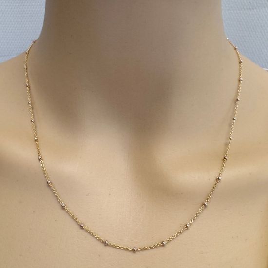 Wholesale 1/20 14K Gold Filled and Sterling Silver Two-Toned Finished Chain - 1.8mm Ball Satellite Cable Chain