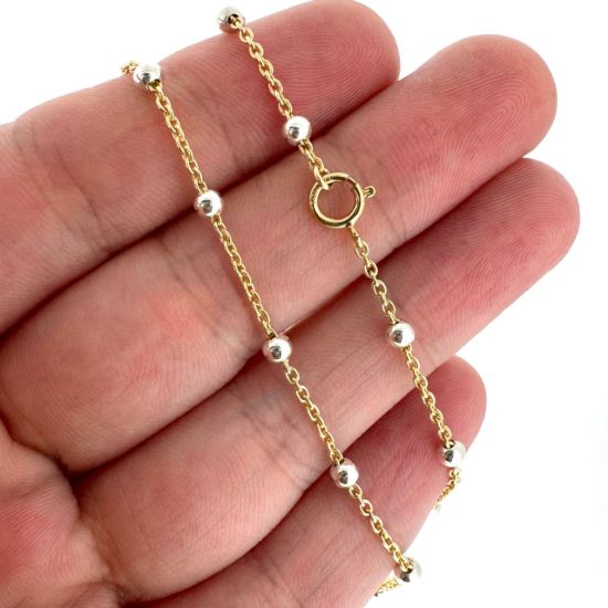 Wholesale 1/20 14K Gold Filled and Sterling Silver Two-Toned Finished Chain - 3mm Ball Satellite Cable Chain