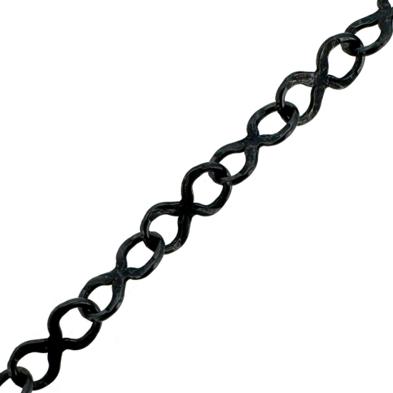 Wholesale Oxidizied 925 Sterling Silver Bulk Chain - 5.3x2.8mm Sunburst Infinity Chain (sold per foot)