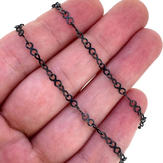 Wholesale Oxidizied 925 Sterling Silver Bulk Chain - 5.3x2.8mm Sunburst Infinity Chain (sold per foot)