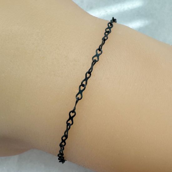 Wholesale Oxidized 925 Sterling Silver Bulk Chain - 4.5x2mm Plain Infinity Chain (sold per foot)