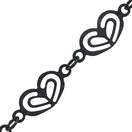 Wholesale Oxidized 925 Sterling Silver Bulk Chain -Double Heart Chain (sold per foot)