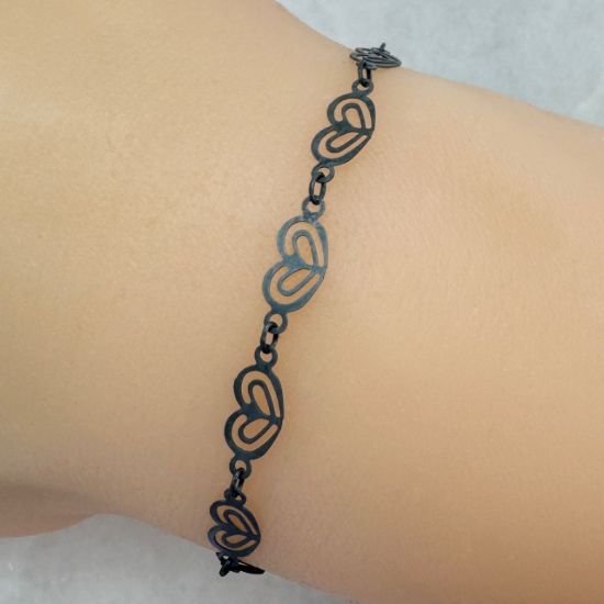 Wholesale Oxidized 925 Sterling Silver Bulk Chain -Double Heart Chain (sold per foot)