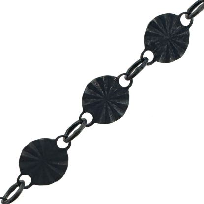 Wholesale Oxidized 925 Sterling Silver Bulk Chain - 4.5mm Sunburst Round Disc Chain (Sold per Foot) 