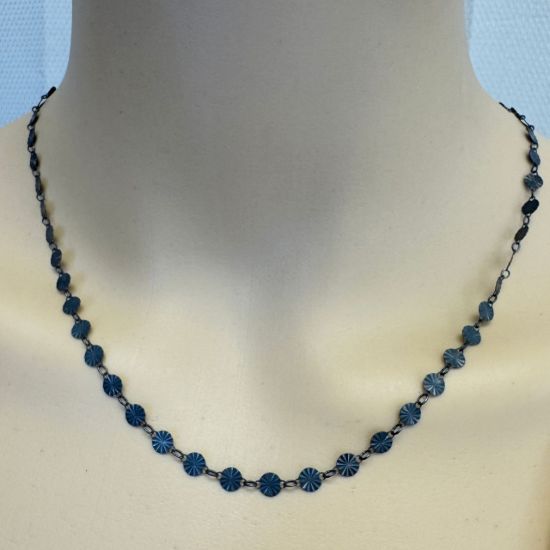 Wholesale Oxidized 925 Sterling Silver Bulk Chain - 4.5mm Sunburst Round Disc Chain (Sold per Foot) 