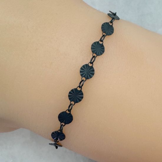 Wholesale Oxidized 925 Sterling Silver Bulk Chain - 4.5mm Sunburst Round Disc Chain (Sold per Foot) 