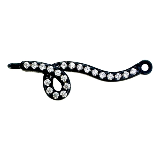 Wholesale Oxidized 925 Sterling Silver Snake with CZ Stone Charm Connector - 22mm (sold per piece)