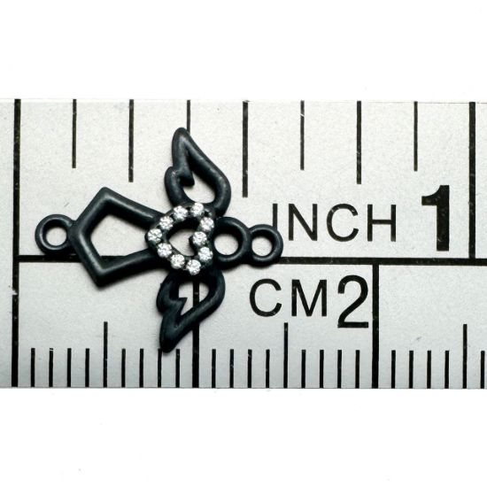 Wholesale Oxidized 925 Sterling Silver Angel Connector with CZ Heart - 10mm (sold per piece)