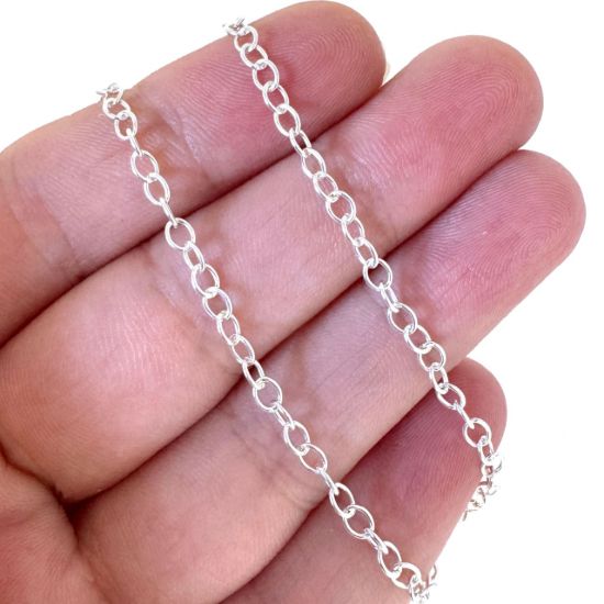 Wholesale 925 Sterling Silver Bulk Chain - 2.5x3.5mm Round Cable Chain (sold per foot)