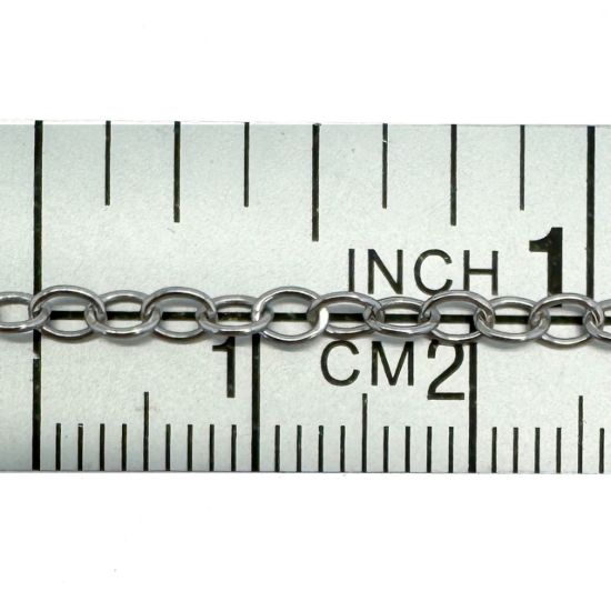 Wholesale Rhodium Plated Sterling Silver Bulk Chain - 2.5x3.5mm Oval Cable Chain (sold per foot)