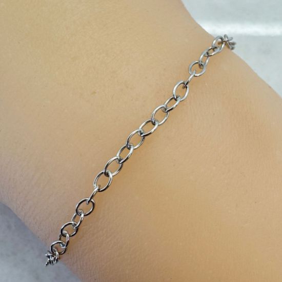 Wholesale Rhodium Plated Sterling Silver Bulk Chain - 2.5x3.5mm Oval Cable Chain (sold per foot)