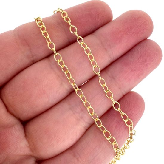 Wholesale Gold Over Sterling Silver Chain - Oval Round Cable Bulk Chain 2.5x3.5mm (sold per foot)