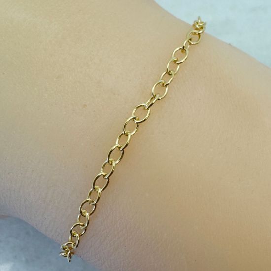 Wholesale Gold Over Sterling Silver Chain - Oval Round Cable Bulk Chain 2.5x3.5mm (sold per foot)