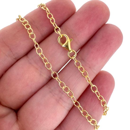 Wholesale Gold Over Sterling Silver Finished Chain - 4x3mm Cable Chain