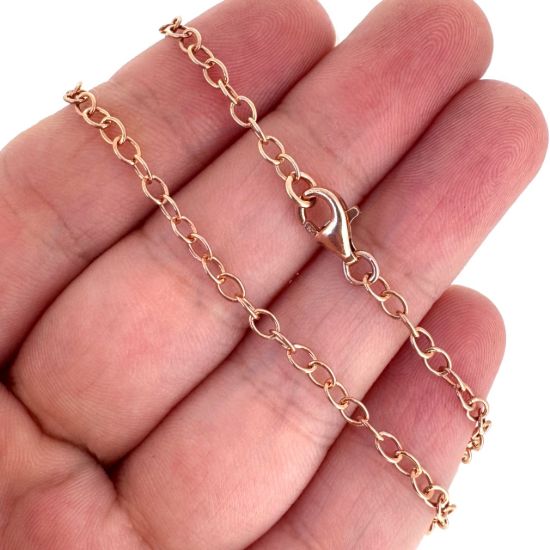 Wholesale Rose Gold Plated Sterling Silver Finished Chain - 4mm Strong Oval Cable Chain