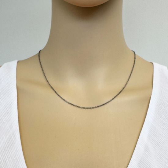 Wholesale Chain, Oxidized Sterling Silver Flat Cable Oval Chain 2 by 1.5mm Bulk Chain by the foot