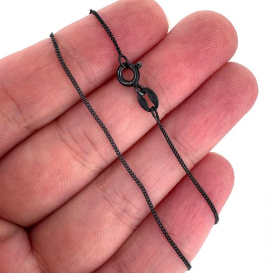 Wholesale Oxidized Sterling Silver Finished Chain - Tiny Curb Chain