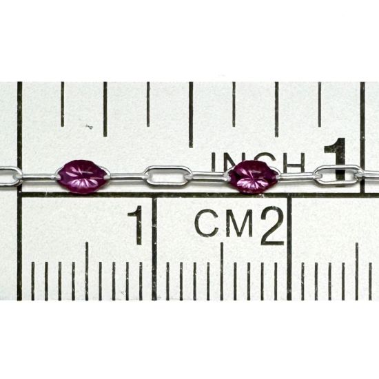 Wholesale 925 Sterling Silver Long Box -1+3 PaperClip Enamel Chain (Amethyst Color)-4mm by 1.6mm (Sold per foot)
