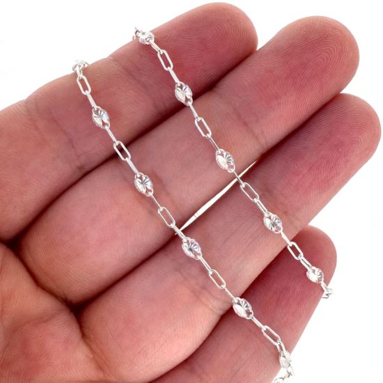 Wholesale 925 Sterling Silver Long Box -1+3 PaperClip Enamel Chain (Crystal Clear Color)-4mm by 1.6mm (Sold per foot)