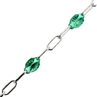 Wholesale 925 Sterling Silver Long Box -1+3 PaperClip Enamel Chain (Peridot Color)-4mm by 1.6mm (Sold per foot)