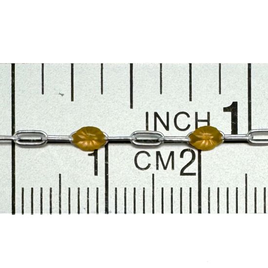 Wholesale 925 Sterling Silver Long Box -1+3 PaperClip Enamel Chain (Citrine Color)-4mm by 1.6mm (Sold per foot)