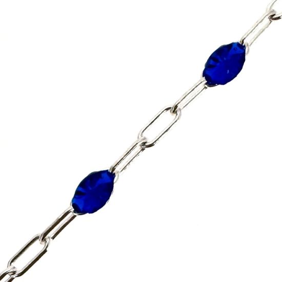 Wholesale 925 Sterling Silver Long Box -1+3 PaperClip Birthstone Enamel Chain Kits -  Set of 12 Months / Colors