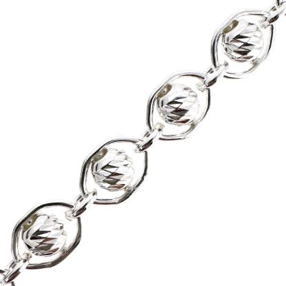 Wholesale 925 Sterling Silver Bulk Chain - 2.5mm Sparkly Beaded Hexagon Link Chian - Sold Per Foot