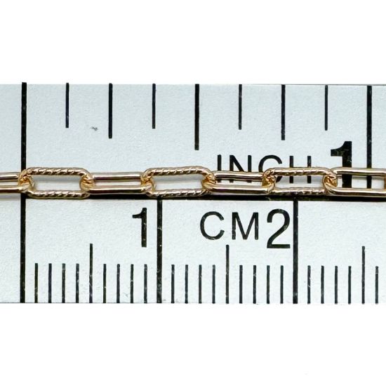 Wholesale 1/20 14K Gold Filled Bulk Chain - 5.5x2.5mm 1+1 Textured Rectangle Box Paperclip Chain (sold per foot) 