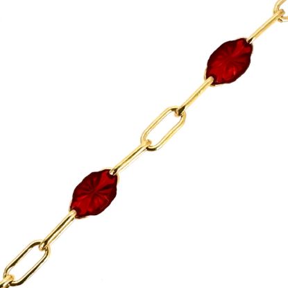 Wholesale 1/20 14K Gold Filled Long Box - 1+3 PaperClip Enamel Chain (Garnet Color) - 3.6mm by 1.6mm (Sold per foot)