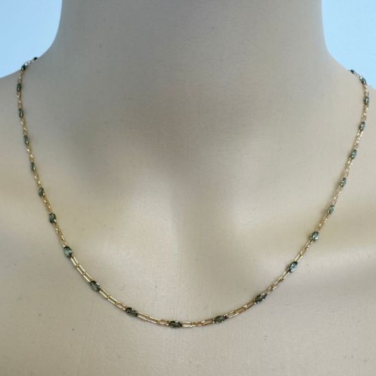 Wholesale 1/20 14K Gold Filled Long Box - 1+3 PaperClip Enamel Chain (Aqua Blue Color) - 3.6mm by 1.6mm (Sold per foot)