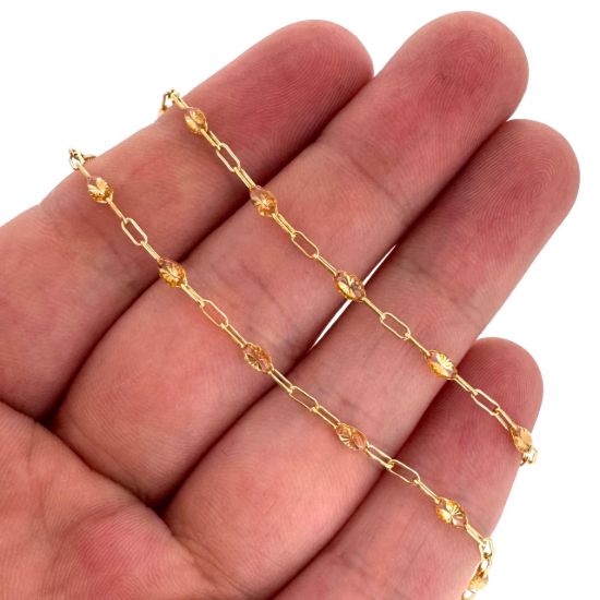 Wholesale 1/20 14K Gold Filled Long Box - 1+3 PaperClip Enamel Chain (Crystal Clear Color) - 3.6mm by 1.6mm (Sold per foot)