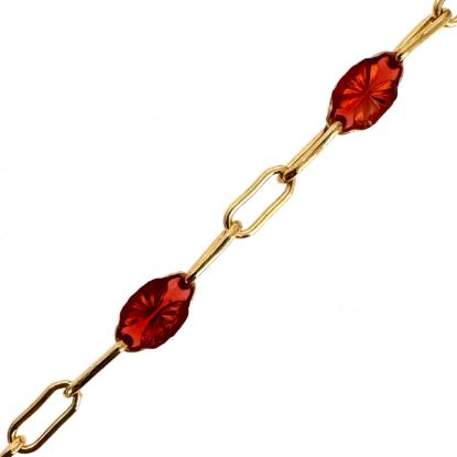 Wholesale 1/20 14K Gold Filled Long Box - 1+3 PaperClip Enamel Chain (Ruby Color) - 3.6mm by 1.6mm (Sold per foot)