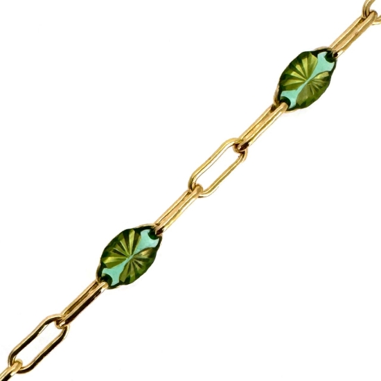 Wholesale 1/20 14K Gold Filled Long Box - 1+3 PaperClip Enamel Chain (Peridot Color for August) - 3.6mm by 1.6mm (Sold per foot)