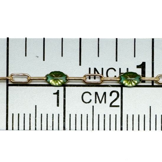 Wholesale 1/20 14K Gold Filled Long Box - 1+3 PaperClip Enamel Chain (Peridot Color) - 3.6mm by 1.6mm (Sold per foot)