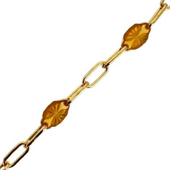 Wholesale 1/20 14K Gold Filled Long Box - 1+3 PaperClip Enamel Chain (Citrine Color) - 3.6mm by 1.6mm (Sold per foot)