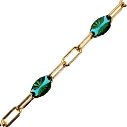 Wholesale 1/20 14K Gold Filled Long Box - 1+3 PaperClip Enamel Chain (Turquoise color) -3.6mm by 1.6mm (Sold per foot)