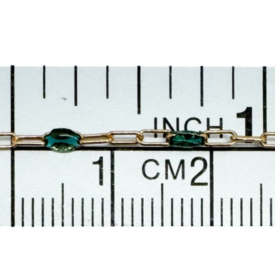 Wholesale 1/20 14K Gold Filled Long Box - 1+3 PaperClip Enamel Chain (Turquoise color) -3.6mm by 1.6mm (Sold per foot)