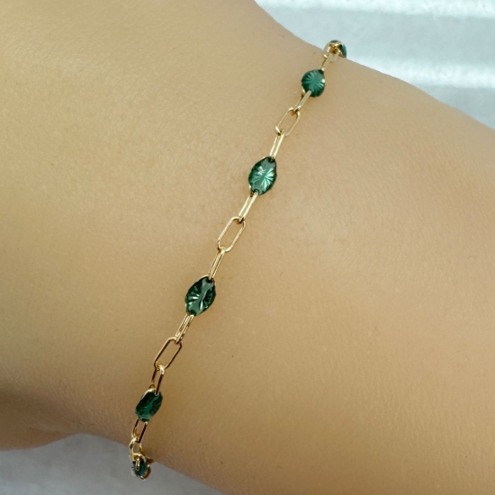 Wholesale 1/20 14K Gold Filled Long Box - 1+3 PaperClip Enamel Chain (Turquoise color) -3.6mm by 1.6mm (Sold per foot)