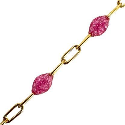 Wholesale 1/20 14K Gold Filled Long Box - 1+3 PaperClip Enamel Chain (Pink  Color) - 3.6mm by 1.6mm (Sold per foot) 