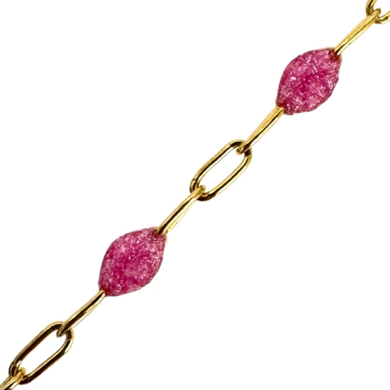 Wholesale 1/20 14K Gold Filled Long Box - 1+3 PaperClip Enamel Chain (Pink  Color) - 3.6mm by 1.6mm (Sold per foot) 