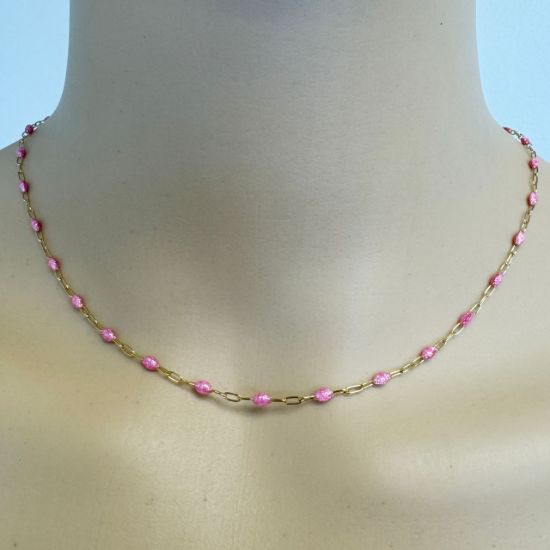 Wholesale 1/20 14K Gold Filled Long Box - 1+3 PaperClip Enamel Chain (Pink  Color) - 3.6mm by 1.6mm (Sold per foot) 