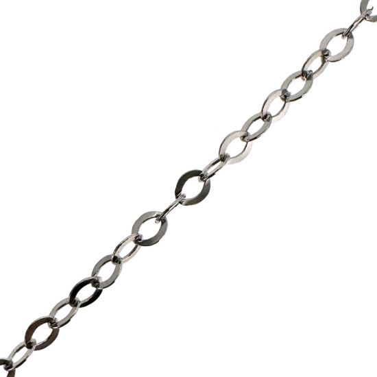 Wholesale Rhodium Plated Sterling Silver Bulk Chain - 1.5x2mm Small Flat Cable Chain (sold per foot)