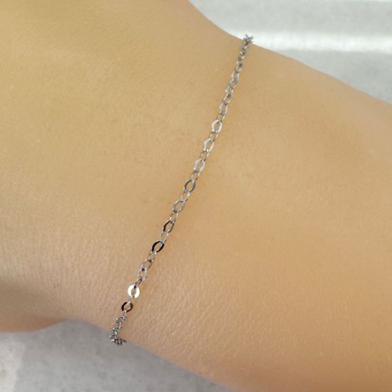 Wholesale Rhodium Plated Sterling Silver Bulk Chain - 1.5x2mm Small Flat Cable Chain (sold per foot)