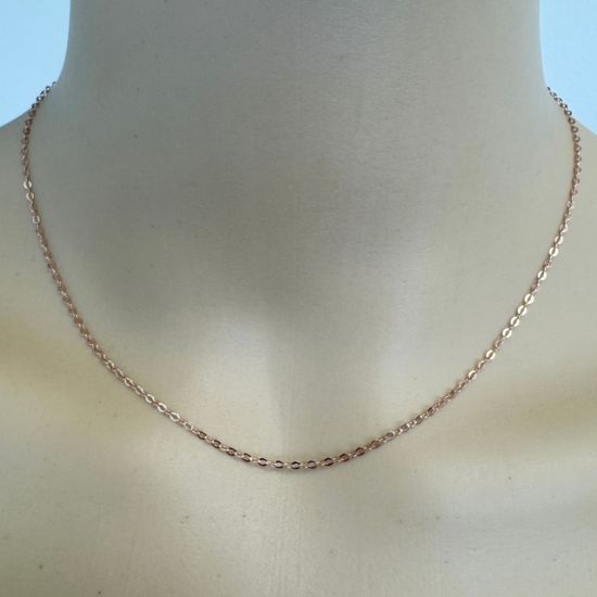 Wholesale Rose Gold Plated 925 Sterling Silver Bulk Chain - 1.5x2mm Small Flat Oval Cable Chain (sold per foot)