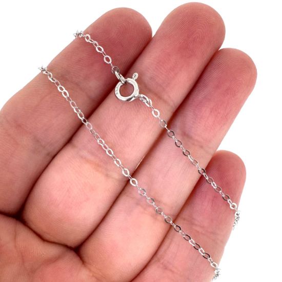 Wholesale Rhodium Over 925 Italian Sterling Silver Finished Flat Oval Cable Chain - Sold Per Piece