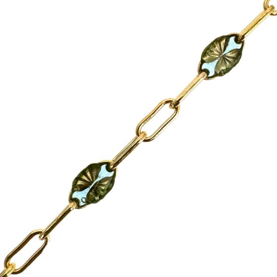 Wholesale 1/20 14K Gold Filled Long Box - 1+3 PaperClip Birthstone Enamel Chain Kits - Set of 12 Months
