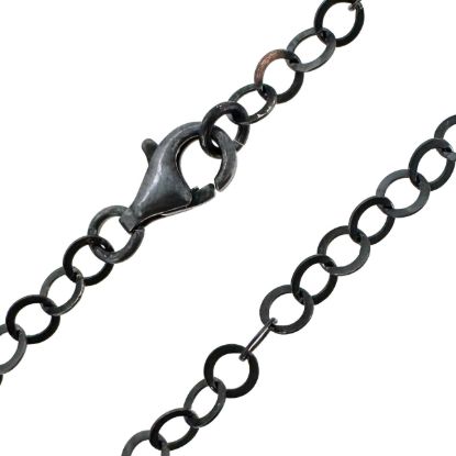 Wholesale Oxidized 925 Sterling Silver Finished Flat Circle Link Cable Chain