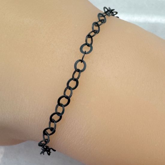 Wholesale Oxidized 925 Sterling Silver Bulk Chain - 3.5mm Round Flat Cable Chain (sold per foot)