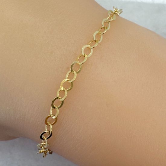 Wholesale Gold over Sterling Silver Bulk Chain - 3.5mm Round Flat Cable Chain  (sold per foot) 