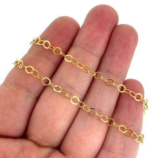 Wholesale 1/20 14k Gold Filled Bulk Chain - 3.5mm Flat Circle Link Cable Chain (sold per foot)